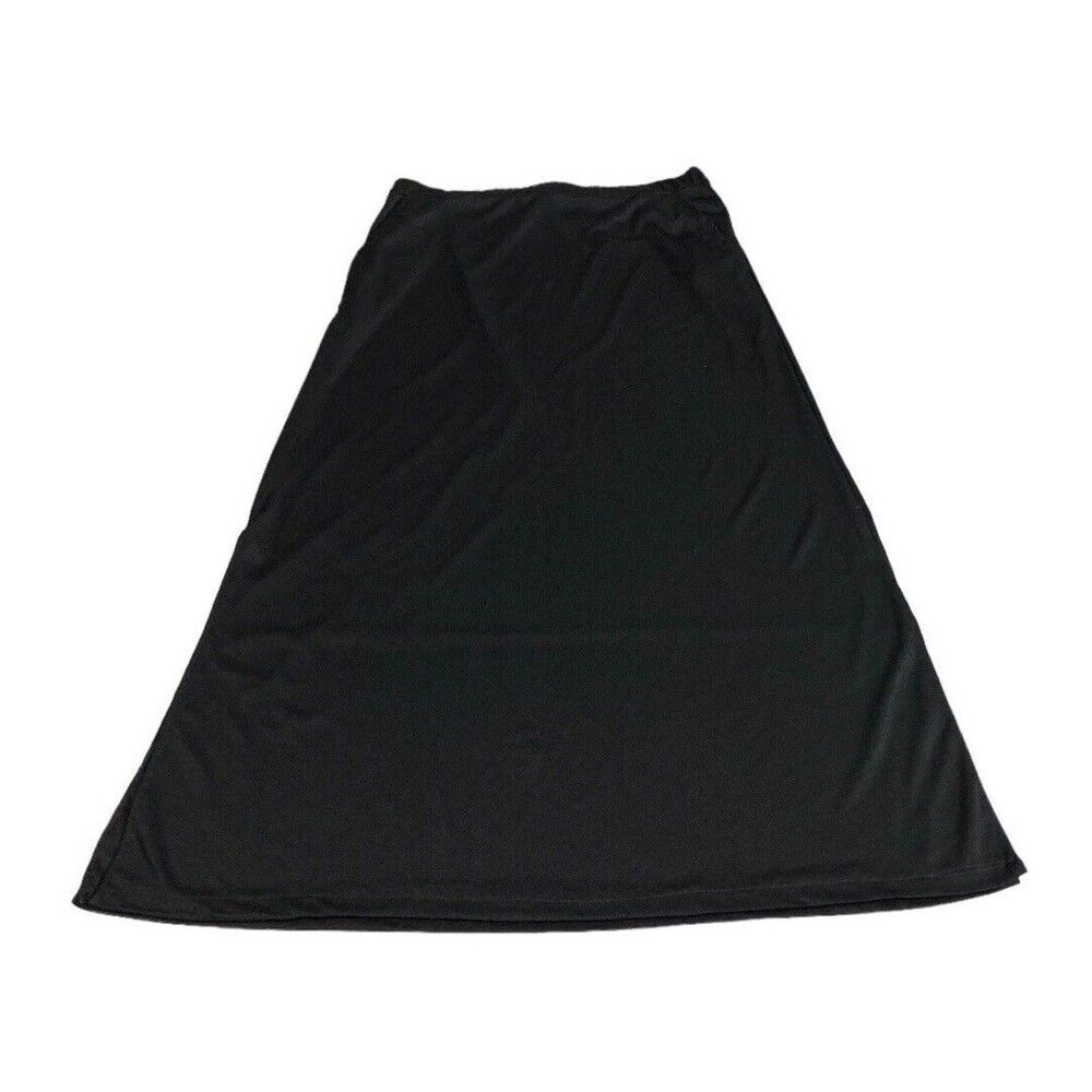 Vintage Sears Skirt Womens 12 Black Maxi Nylon Slit Stretch Pockets Goth 90s 80s